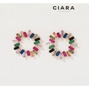 [씨아라]CIARA 14K Casoria 오블롱 컬러써클 귀걸이(SilverPin)