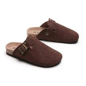 [골드스마일]스웨이드 버클 스트랩 뮬 블로퍼 슬리퍼 둥근앞코