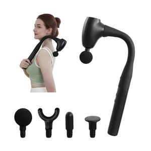 헬프하이어 핸들이 확장된 마사지 건, 업그레이드된 U자형 허리 마사지기, 접근하기 어려운 근육, 4개의 및 속도 레벨, 허리, 목, 어깨, 다리, 블랙용 바디 마사지기 제공