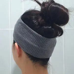 남녀공용 헤어밴드 반다나 골지 그레이 무지 성인머리띠