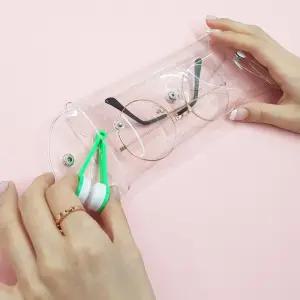 안경소품 휴대용 안경닦이 집게 극세사 렌즈 클리너 미니 양면형 보관