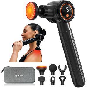 온열 마사지 건, 연장 손잡이가 있는 건 딥 티슈, 각도 조절이 가능한 3가지, 휴대용 케이스가 타악기 백 마사지기, 블랙