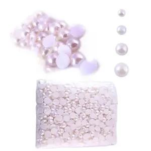 단면비즈 반쪽진주 원형 흰색 (대용량) -4사이즈