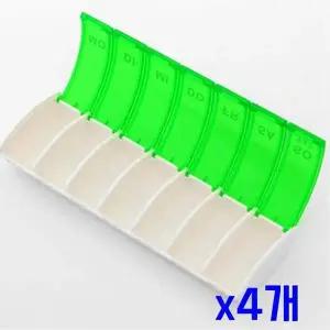 TBZ 밀폐 요일별 7칸 알약 보관 케이스(그린) x4개