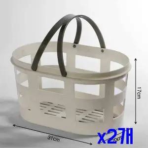 TBZ 욕실용품 간편 보관 구멍 목욕바구니(화이트) x2개