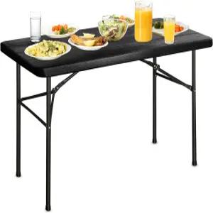 블라이프 4피트 플라스틱 나무 곡물 접이식 피크닉 파티 테이블 74cm 고정 높이의 실내 야외 휴대용 헤비