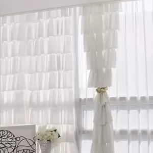 캉캉 커튼 이중 모던정원 레이스커튼 태슬 쉬폰 인테리어 거실