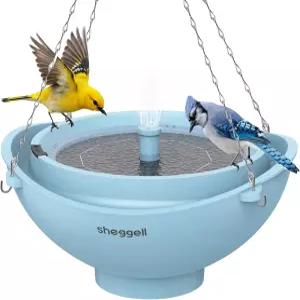 셰겔 스마트 버드 배스 2L 대용량 물 순환 여과 기능 포함 3가지 분수 모드 태양열 걸이 및 독립형 디자인