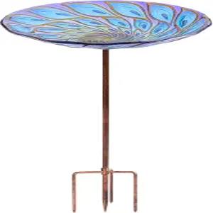 금속 말뚝이 있는 VCUTEKA 유리 조류 목욕 야외 정원 공급기