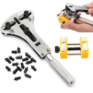 시계 수리 키트 세트, 3점 렌치 조절식 헤비 스틸 나사 케이스 홀더, 제거 교체 듀티 이동 스테인리스 오프너, 백 배터리 도구,