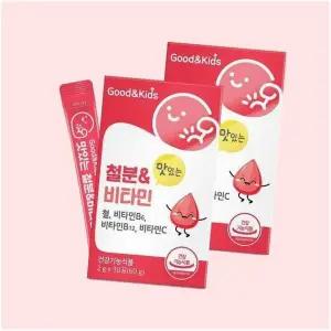 내츄럴플러스 굿앤키즈 어린이 철분 비타민 딸기맛 30포 2박스 (2개월분) 4210221