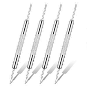 YQQyg 4팩 프로페셔널 시계 핀 제거 도구 스틸 엔드 도구, 디자인 이중 수리용 바 스테인리스 스프링 수리