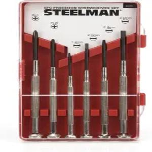 스틸맨 정밀 샤프트 6피스 전자 드라이버 세트 다양한 슬롯/필립 크기 회전 헤드 보관 케이스 포함