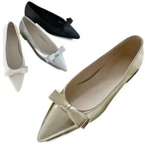 [카미엣뮤즈]슬림 리본 스틸레토 플랫_KM24s052