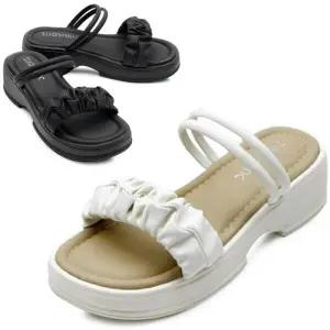 [카미엣뮤즈]셔링 밴드 키높이 슬리퍼_KM24s201