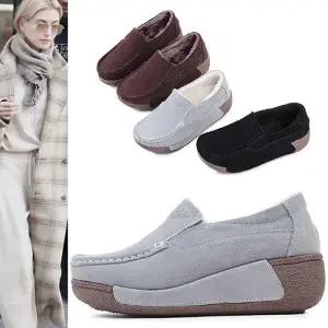 [카미엣뮤즈]키높이 스웨이드 퍼 로퍼_KM22w126