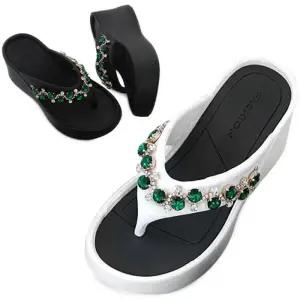 [카미엣뮤즈]큐빅 웨지 플립플랍_KM24s175