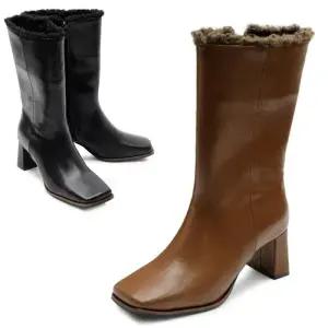 [카미엣뮤즈]퍼 트리밍 하프 부츠_KM23w118