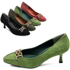 [카미엣뮤즈]골드 체인 스웨이드 펌프스_KM24s012