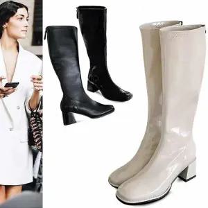 [카미엣뮤즈]미들 힐 스티치 롱부츠_KM22w047