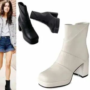 [카미엣뮤즈]레이어드 키높이 앵클 부츠_KM22w059