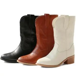 [카미엣뮤즈]자수 웨스턴 미들부츠_KM23w149