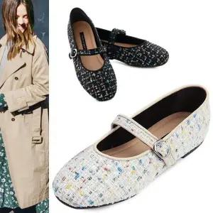 [카미엣뮤즈]트위드 메리 제인 플랫_KM23s071