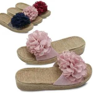 [카미엣뮤즈]블루밍 코사지 웨지 슬리퍼_KM24s134