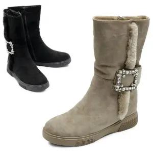 [카미엣뮤즈]큐빅 팬단트 퍼 부츠_KM23w132