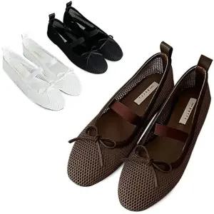 [카미엣뮤즈]매쉬 리본 플랫_KM23s221