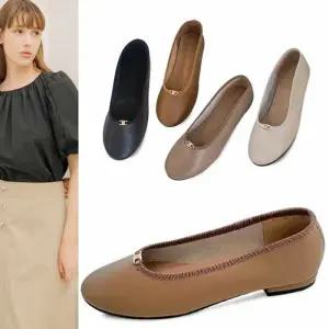 [카미엣뮤즈]골드 미니 팬단트 가죽 플랫_KM22w055