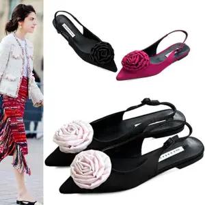 [카미엣뮤즈]코사지 새틴 슬링백 플랫_KM23s024