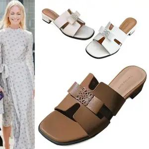 [카미엣뮤즈]리본 미들힐 뮬 슬리퍼_KM23s173