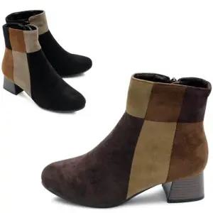 [카미엣뮤즈]스웨이드 패치 앵클부츠_KM23w036