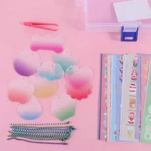 스토리지 박스 스크랩북 핸드북 풀세트 DIY 키체인 만들기 키트 재료 스티커 구카