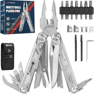 비비버리 멀티툴 플라이어 프로 BI2045 교체 가능한 와이어 커터와 톱이 있는 스테인리스 스틸 가위와