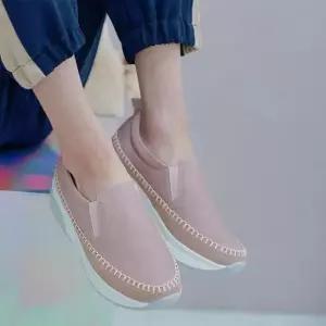 국내제작 스티치 배색 포인트 밴드 통굽 여성 슬립온Y