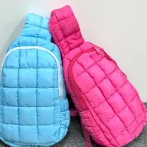 패딩 슬링백 여자 크로스백 캐주얼 산책 로즈