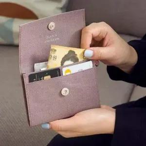 6색 1개 고급 카드 월렛 포켓 지갑 지폐 신용 분리 수납 미니 방수 똑딱이
