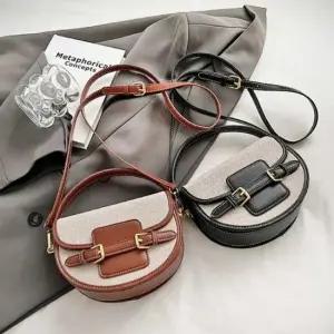 페브릭 반달 미니 크로스백 숄더백 여성 핸드백