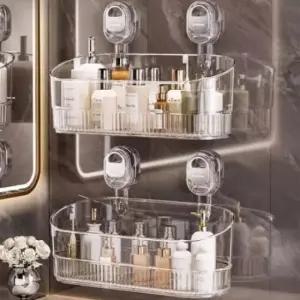 [생활] 욕실 투명 수납함 물빠짐 정리함 무타공 다용도 수납