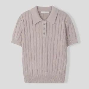 [리빌모아]여성 넬슨 케이블 카라 반팔 니트 SGW-KNH-Q022-오트밀