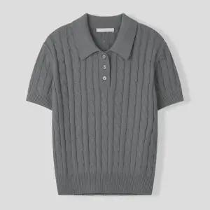 [리빌모아]여성 넬슨 케이블 카라 반팔 니트 SGW-KNH-Q022-멜란지