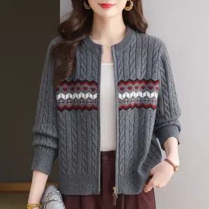 EAMT 여친 니트 봄 가을 빅사이즈 코트 점퍼 집업 야구 EUNG3