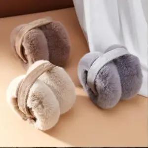 여성귀마개 겨울철 한파 따뜻한 보온 접이식 털 귀마개 퍼 귀도리