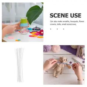 꽃철사 인공 부케 화이트 꽃 와이어 스템 화환 수제 공예 다리미 봉 결혼 50개