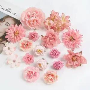 꽃철사 장미 인공 꽃 세트 모란 홈 결혼 꽃다발 화환