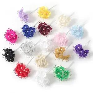 꽃철사 6개 12cm 인공 쉬폰 꽃 장미 꽃다발 홈 룸 Scrapbooking 갈 랜드 화환