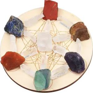 락클라우드 차크라 테라피 스타터 컬렉션 20개 힐링 크리스탈 키트 원시 스톤 쿼츠 포인트 메타트론의 큐브