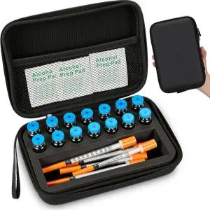 냉장고용 Qunclay l 펩타이드 케이스 바이알 홀더 Trt 및 준비 물티슈용 쿨러 여행용 보관 휴대용 상자